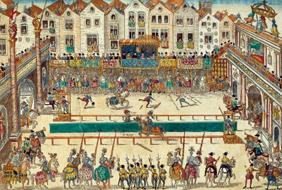 Hendrik II van Frankrijk dodelijk gewond, 30 juni door Franz Hogenberg