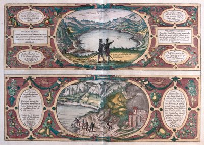 Meer van Agnano en de hondenkuil, Italië door Franz Hogenberg