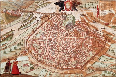 Kaart van Avignon - Frankrijk door Franz Hogenberg