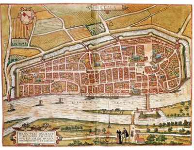 Kaart van Bremen door Franz Hogenberg