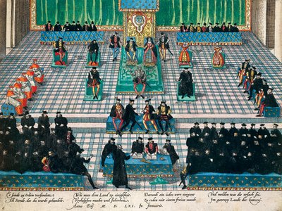 Zitting van de Staten-Generaal in Orléans, januari 1561, gravure door Franz Hogenberg door Franz Hogenberg