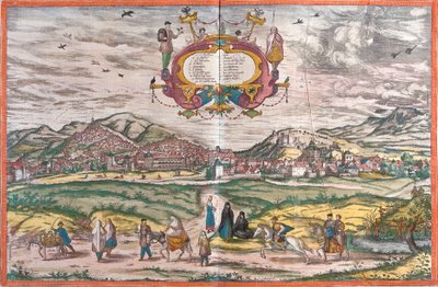 Zicht op Granada, Spanje (ets) door Franz Hogenberg