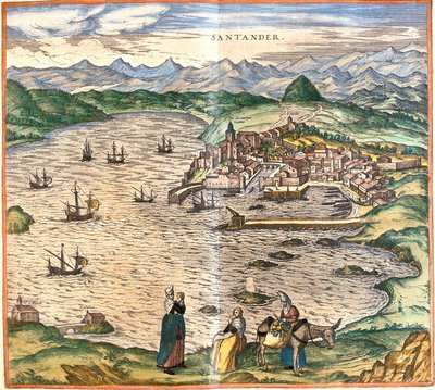 Gezicht op Santander, Spanje door Franz Hogenberg