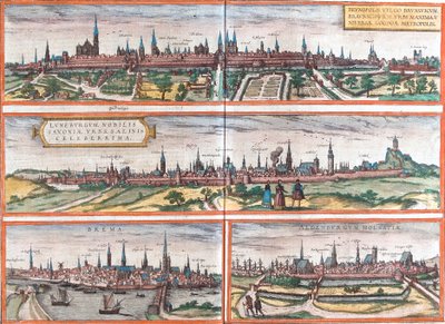Uitzichten van Braunschweig, Lüneburg, Bremen en Oldenburg, Duitsland door Franz Hogenberg