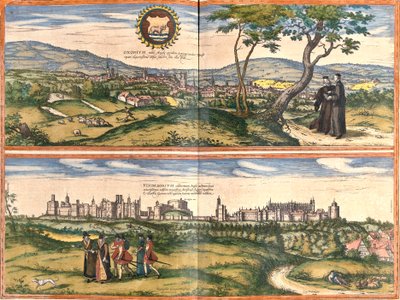 Gezichten op Oxford (Oxonium) en Windsor (Vindesorium), Engeland door Franz Hogenberg