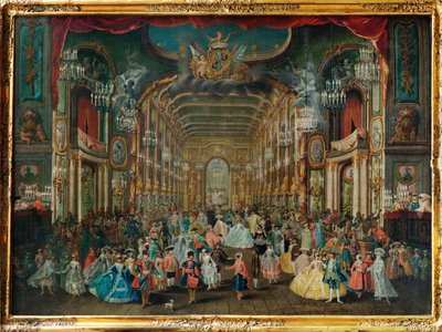 Gekostumeerd bal in het Residentietheater van Bonn ... door Franz Jakob Rousseau