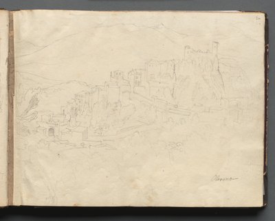 Album met uitzichten van Rome en omgeving, landschapsstudies, pagina 02a: Olevano door Franz Johann Heinrich Nadorp