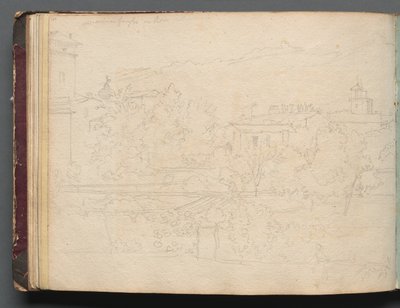Album met uitzichten van Rome en omgeving, landschapsstudies, pagina 16b: Romeins uitzicht door Franz Johann Heinrich Nadorp