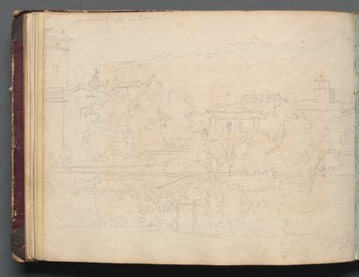 Album met Zichten op Rome en Omgeving, Landschapsstudies, pagina 16b: Romeins Zicht door Franz Johann Heinrich Nadorp