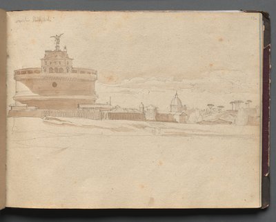 Album met uitzichten van Rome en omgeving, landschapsstudies, pagina 23a: Kasteel Sint Angelo, Rome door Franz Johann Heinrich Nadorp