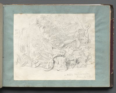 Album met uitzichten van Rome en omgeving, landschapsstudies, pagina 24a: In Villa Walkonsky door Franz Johann Heinrich Nadorp
