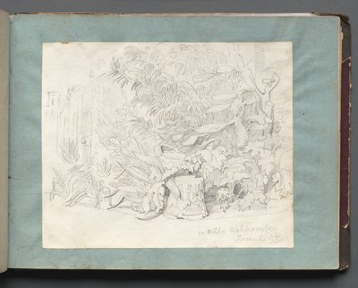Album met uitzichten van Rome en omgeving, landschapsstudies, pagina 24a: "In Villa Walkonsky" door Franz Johann Heinrich Nadorp