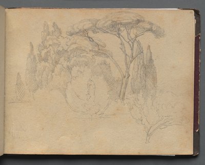 Album met uitzichten van Rome en omgeving, landschapsstudies, pagina 29a: Landschapsstudie door Franz Johann Heinrich Nadorp