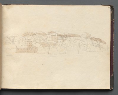 Album met Zichten op Rome en Omgeving, Landschapsstudies, pagina 30a: Romeins Panoramisch Uitzicht door Franz Johann Heinrich Nadorp