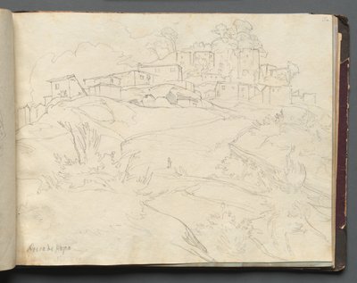 Album met uitzichten van Rome en omgeving, landschapsstudies, pagina 35a: Rocca di Papa door Franz Johann Heinrich Nadorp
