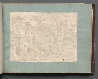 Album met uitzichten van Rome en omgeving, landschapsstudies, pagina 36a: Romeins uitzicht door Franz Johann Heinrich Nadorp
