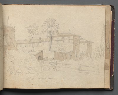 Album met Zichten op Rome en Omgeving, Landschapsstudies, pagina 38a: "St. Giovanni e Paolo, Rome" door Franz Johann Heinrich Nadorp