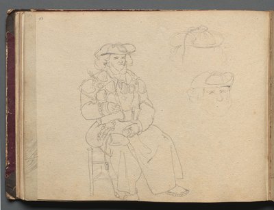 Album met Zichten op Rome en Omgeving, Landschapsstudies, pagina 38b: Figurenstudie door Franz Johann Heinrich Nadorp