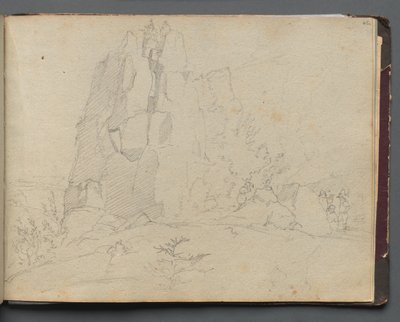 Album met uitzichten van Rome en omgeving, landschapsstudies, pagina 45a: Rotsachtig landschap door Franz Johann Heinrich Nadorp