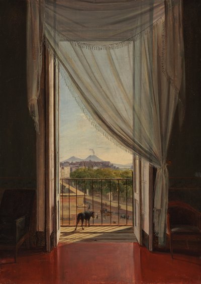 Een Uitzicht op Napels door een Raam door Franz Ludwig Catel