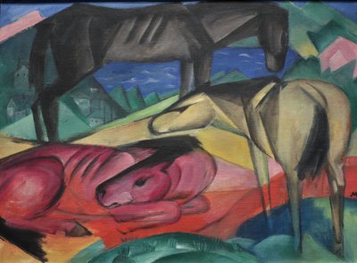 1913 Franz Marc Drie paarden II door Franz Marc
