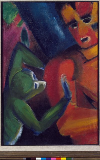Een man en een klein aapje door Franz Marc