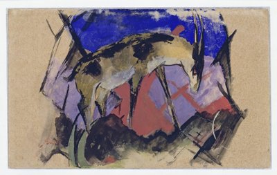 Antilope (ook: steenbok) (ansichtkaart aan Else Lasker-Schüler) door Franz Marc