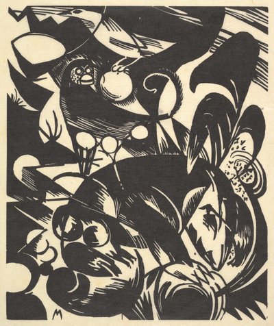 Schepping I uit de portfolio Nieuwe Eu..., 1914 postuum gedrukt in 1921 en gepubliceerd in 1922 door Franz Marc