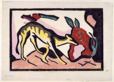 Fabeldier (bijlage bij de luxe-uitgave van de almanak De Blauwe Ruiter) door Franz Marc