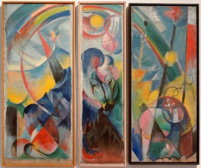 Landschap met regenboog door Franz Marc