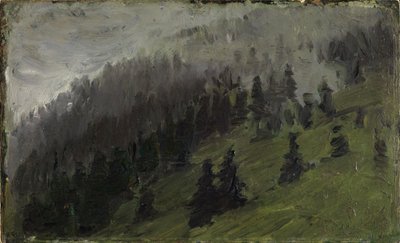 Mist tussen sparren door Franz Marc