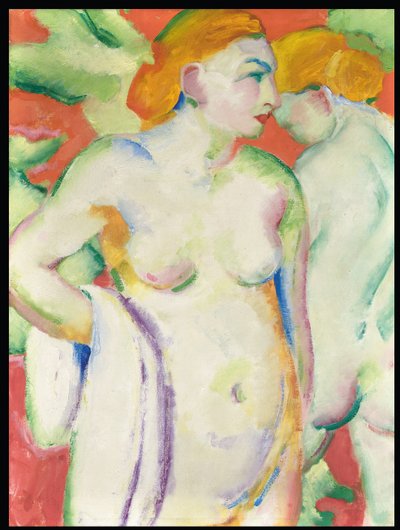 Naakten in Vermiljoen door Franz Marc