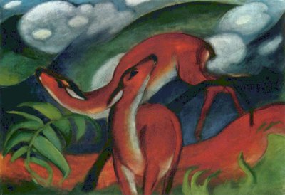 Rode herten II door Franz Marc