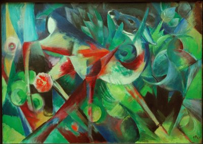 Hert in bloementuin door Franz Marc