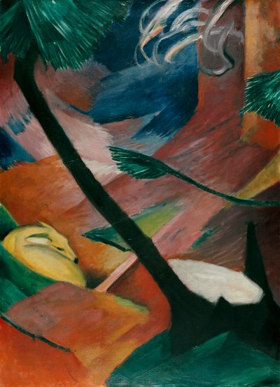 Ree in het bos II door Franz Marc