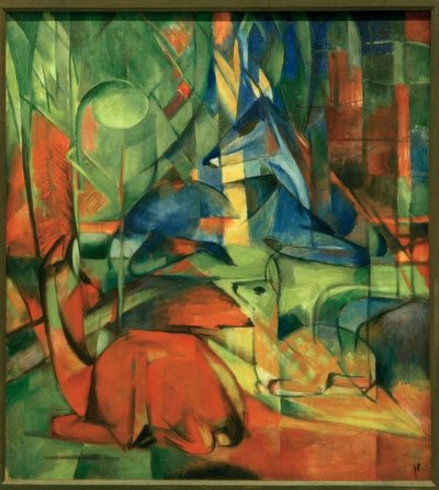 Herten in het bos II door Franz Marc