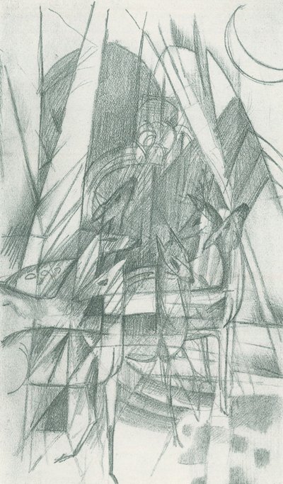 Rotwild door Franz Marc