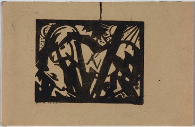 Wilde paardjes, ansichtkaart uit Sindelsdorf aan Wassily Kandinsky in München door Franz Marc