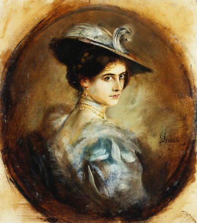 Portret van een Dame, Hoofd en Schouders door Franz Seraph von Lenbach