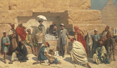 Lunch aan de voet van de piramides, Gizeh door Franz Vinck