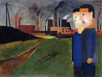 Industrielandschap en arbeiders door Franz W. Seiwert