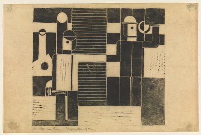 Compositie met een arbeider en een boer door Franz Wilhelm Seiwert