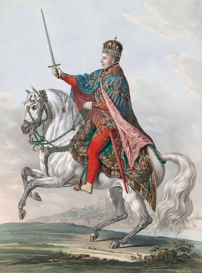 Keizer Ferdinand I van Oostenrijk te paard door Franz Wolf