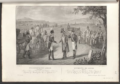 Ontmoeting van Keizer Franz I met Keizer Nikolaus I van Rusland door Franz Wolf
