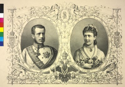 Dubbelbeeld van Franz Joseph I, kroonprins Rudolf en prinses Stephanie door Franz Wurbel