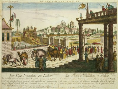 Namchas Place in Lahore, met de gouden troon van de Grote Mogol, Pakistan door Franz Xaver Habermann