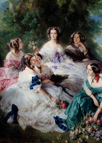 De keizerin Eugenie (1826-1920) in 1855 omringd door de hofdames van het Detailpaleis door Franz Xaver Winterhalter