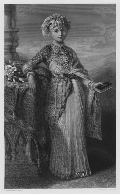 Prinses Victoria Gouramma van Coorg, uit het schilderij in de Koninklijke Collectie door Franz Xaver after Winterhalter