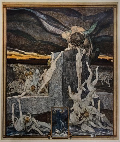De Simoniacs, Hel, canto XIX door Franz von Bayros (1866 1924)