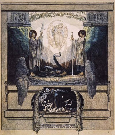 Illustratie uit Dantes Goddelijke Komedie, Vagevuur, Canto VIII: 24 door Franz von Bayros